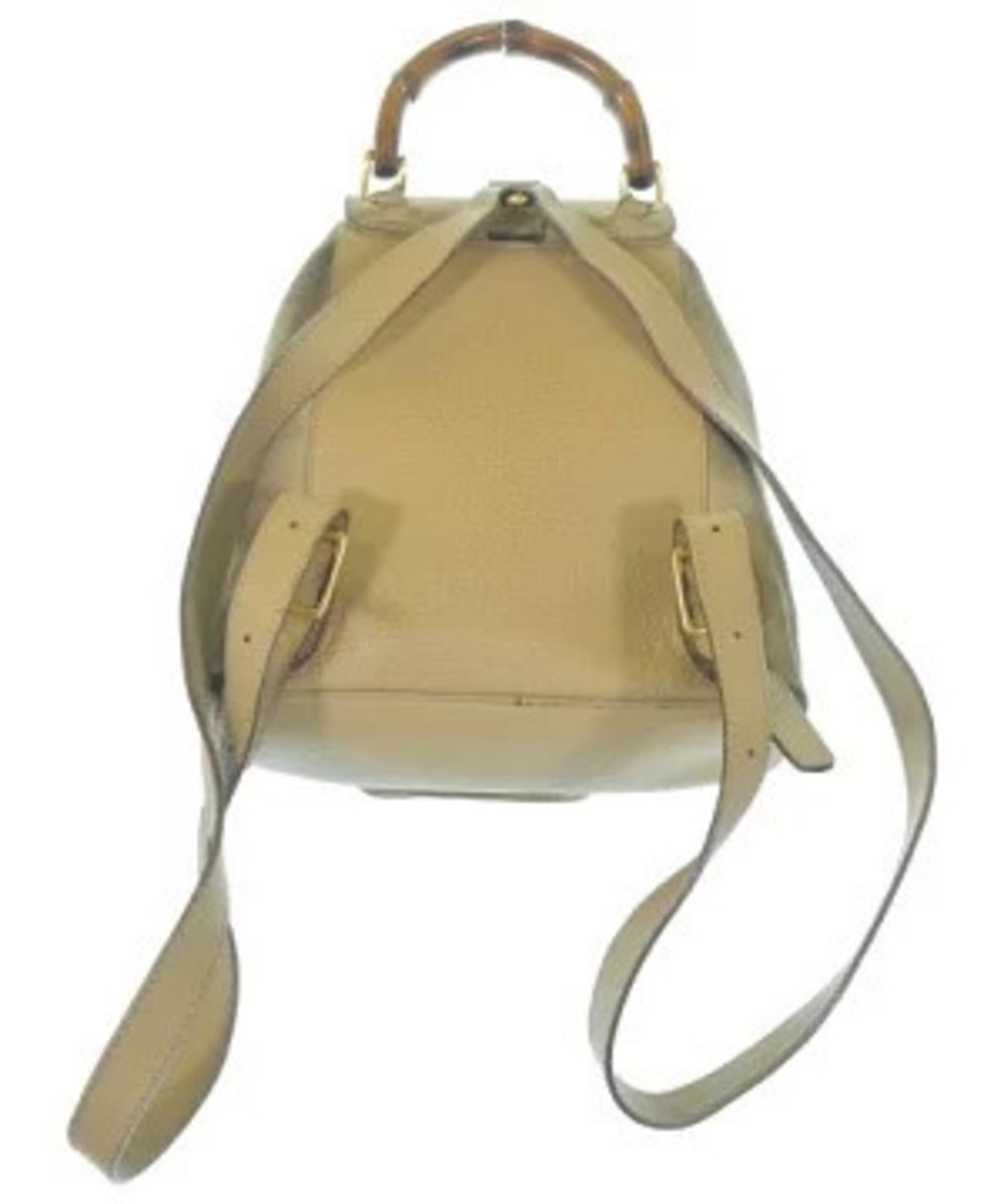 Gucci Backpack handle suede beige Bamboo bamboo top Tan